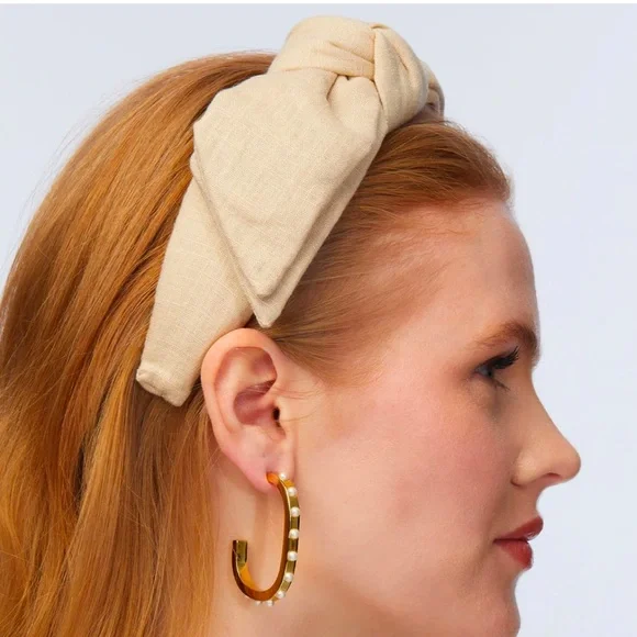 Lele Sadoughi Holly Headband in Cream Velvet Fabric NWOT - Picture 2 of 5